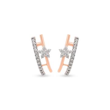 Elegant Floral Hoop Pattern Diamond Earrings