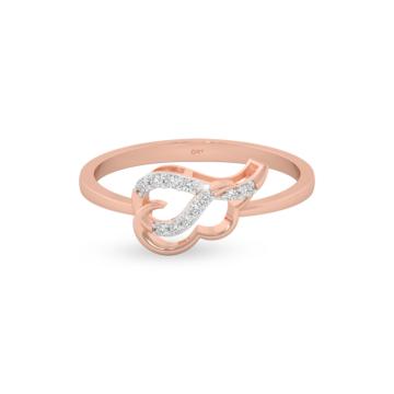 Romantic Heart Diamond Ring-EF IF VVS-18kt Yellow Gold-7