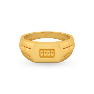 Dazzling Plain Engraved Mens Gold Ring