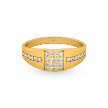 Ebullient White Stone Mens Gold Ring