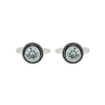 Exquisite Single White Stone Silver Toe Rings