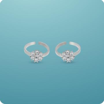 Charismatic Floral Silver Toe Rings