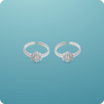 Stylish Floral Silver Toe Rings