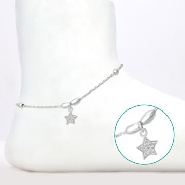 Ravishing Star Drops Silver Anklets