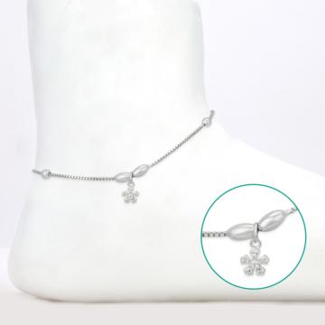 Resplendent Floral Charms Silver Anklets