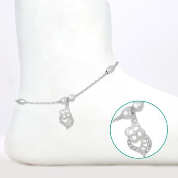 Amiable Dangling Floral Silver Anklets