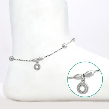 Pretty Circle Charms Silver Anklets