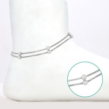 Fancy Carved Balls Silver Anklets
