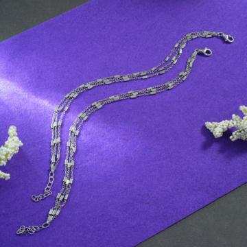 Stylish Interlinked Silver Anklets