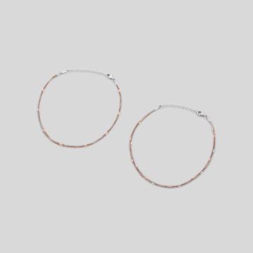 Cylinder Charm Duo Silver Anklet