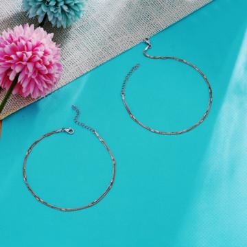 Cylinder Charm Duo Silver Anklet