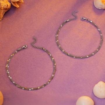 Linked Harmony Silver Anklet