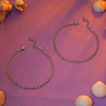 Twinkling Squares Silver Anklet