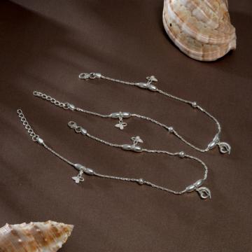 Vogue Of Heart Silver Anklet