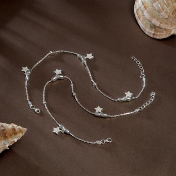 Ravishing Star Drops Silver Anklets