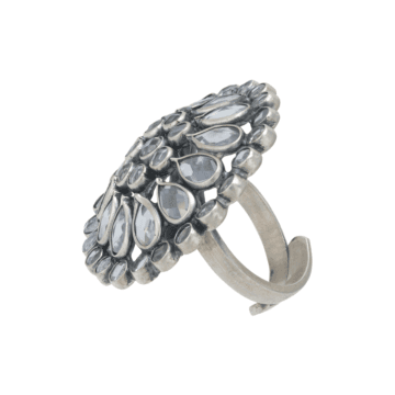 Bountiful Floral Adjustable Silver Ring