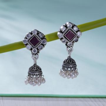 Captivating Floral Silver Jhumka Earrings