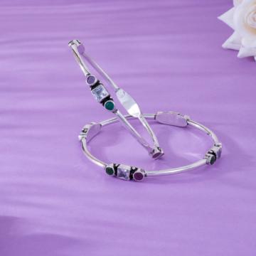Playful Palette Multicolored Silver Bangles for Women
