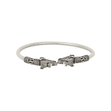 Powerful Presence Textured Elephant Silver Cuff Bracelet