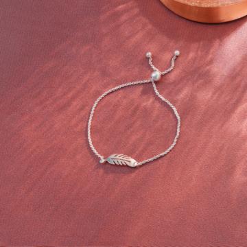 Silver Splendor Leaf Motif Adjustable Silver Bracelet
