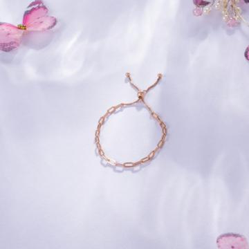 Cascading Blush Intertwined Chains Rose Gold Silver Bracelet - Valentine Collection