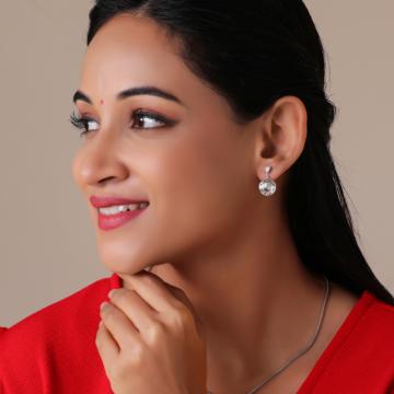 Fancy Hearten Single Stone Silver Earrings - Valentine Collection