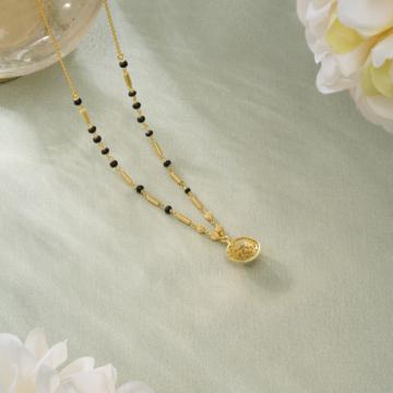 Charming Floral Black Beads Silver Mangalsutra Chains