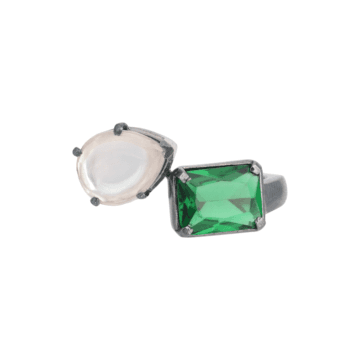 Attractive Twin Stone Silver Adjustable Ring