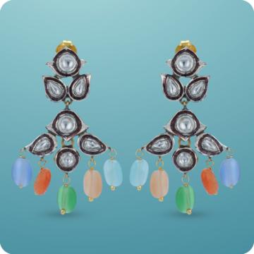 Magnificent Dancing Mulch Beaded Silver Earrings