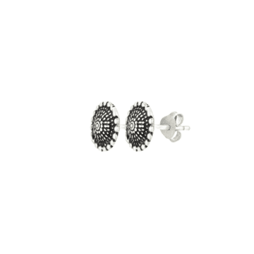 Fancy Dotted Wheel Silver Earrings