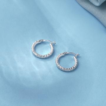 Pretty Diamond Textured Silver Earrings