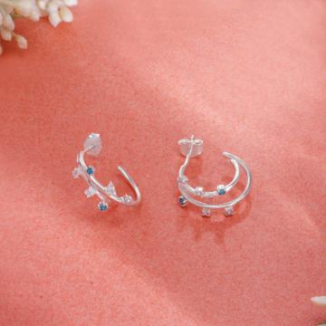 Pristine Multi Stone Silver Earrings