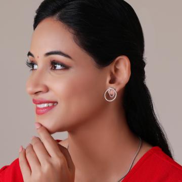 Striking Crystal drop Silver Earrings