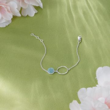 Circle of Tranquility Aquamarine Stone Sterling Silver Bracelet