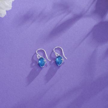 Spectacular Blue Stone Silver Earrings - Valentine Collection