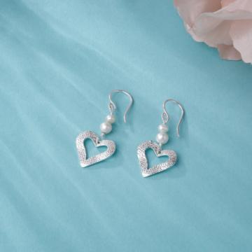 Pleats of Heart Silver Earrings