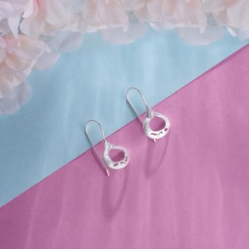 Funky Single Stone Silver Earrings