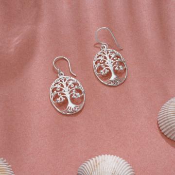Beautiful Tree of Life Silver Earrings