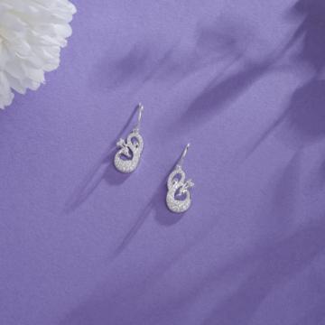 Elegant Stoned Peacock Silver Earrings