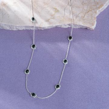 Mesmerizing Mix Black Crystals Silver Chain