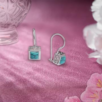 Stellar Sparkle Turquoise Stone Silver Earrings