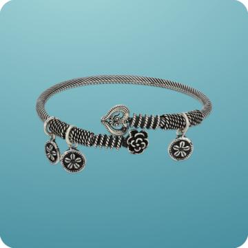 Fairytale Garden Floral Charms Silver Bracelet