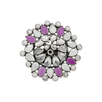 Eclectic Floral Adjustable Silver Ring