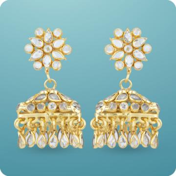 Twinkling Floral White Stone Silver Earrings