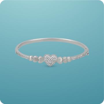 Heartfelt Sparkles Sterling Silver Bracelet