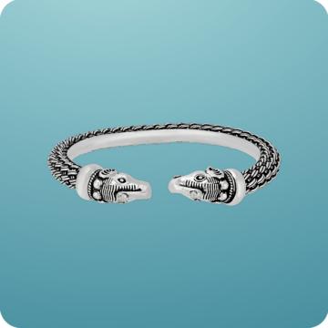 Strength & Style Elephant Design Sterling Silver Kada