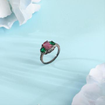 Stellar Venture Pink Stone Silver Ring
