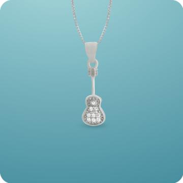 Pretty Guitar Silver Pendant