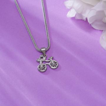 Dainty Cycle Design Silver Pendant