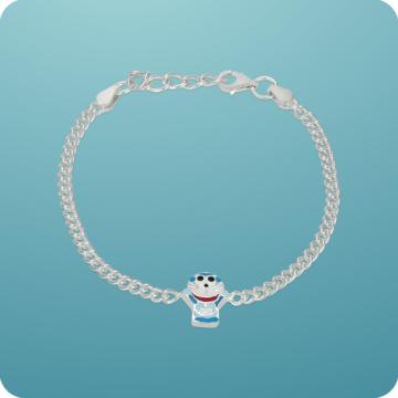 Cartoon Capers Playful Doraemon Silver Bracelet